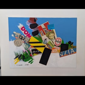 American Jon Henry 1916-90 Mixed Media Abstract Painting Titled "Revere Beach" , 1980