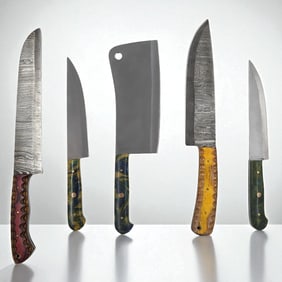 5Pc Hand Made Damascus Steel Kitchen Knives
