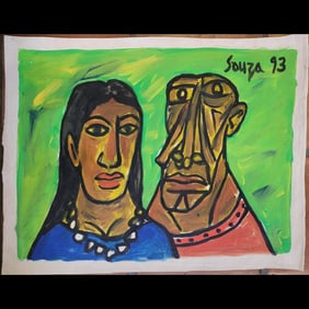 Francis Newton Souza (Indian, 1924-2002) Signed And Dated 1993 Oil On Canvas No COA