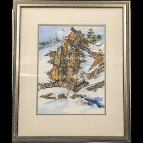 Signed French/American Artist Jean Pierre Debernay Watercolor Landscape Painting, 1976