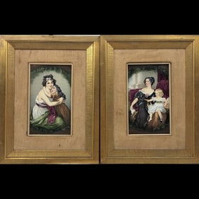 Pair Of Victorian / French Style Portraits On Copper