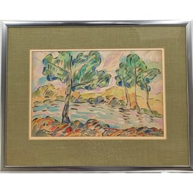 Signed Louis Valtat (French, 1869-1952) Watercolor Landscape Painting