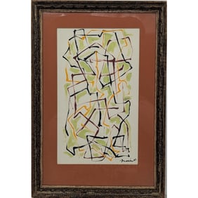 Signed Brice Marden (American, 1938-2023) Small Acrylic Abstract Lines Painting