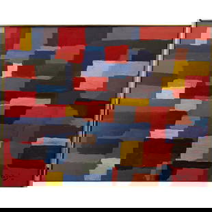 Signed Nejad Melih Devaim (Turkey, 1923-1995) Oil On Canvas Abstract Painting, 1981: ***We at RBFineArts can only attribute this work to the artist, We are not an authentication service. We can only declare the work as attributed to*** Signed Nejad Melih Devaim (Turkey, 1923-1995) Oil