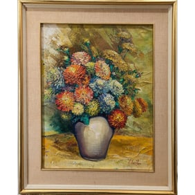 Vintage Signed Rufino Ceballos, Spanish (1907-1970) Oil On Canvas Still-Life Painting