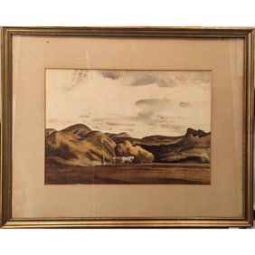 After Millard Sheets (American, 1907-1989) Framed Digital Landscape Oleograph Print