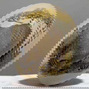 Vintage Hand Painted Ostrich Egg Depicting A Rhinoceros, Signed S, Winterbach: Vintage Hand Painted Ostrich Egg Depicting A Rhinoceros, Signed S, Winterbach. Measures approx. 6 1/2" in length. Please copy and paste the URL link below to review our Terms and Condition