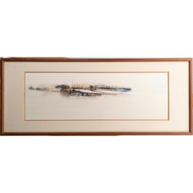 Vintage Signed American Artist Elizabeth Hare Watercolor Landscape Painting