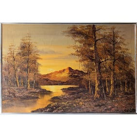 20th Century Signed G. Whitman Impressionist Oil On Canvas Landscape Painting