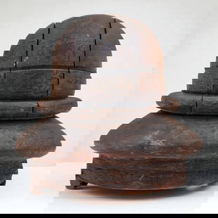 Antique Empire Hat Block Co. Wooden Hat Mold: Antique Empire Hat Block Co. Wooden Hat Mold. Removable sections. Measures approximately 10" x 10-1/2" Please copy and paste the URL link below to review our Terms and Conditions for bidding,