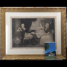 An Early 19th C. Engraving Of The Washington Family by Edward Savage And A Mount Vernon Handbook