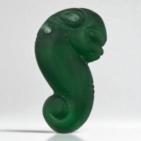 Chinese Hongshan Culture Carved Figural Pendant, Possibly Green Fluorite