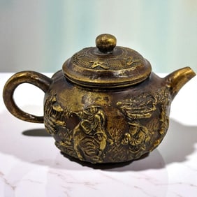 Small Antique Chinese Bronze Teapot, Likely Republic Period, With Seal Mark