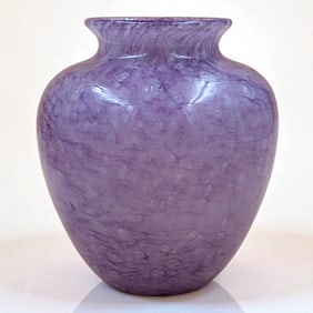 Steuben Signed Early 20th C. Antique Cluthra Lavender Art Glass Vase By Frederick Carder