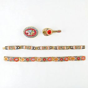 Lot Of Gold Filled Italian Micro Mosaics