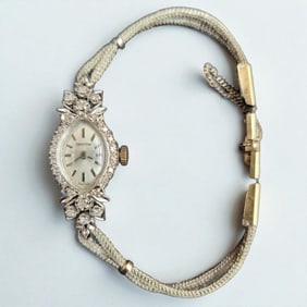 Vintage 14K Gold And Diamond Croton Swiss Watch