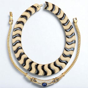 1980s Enameled Necklace And Givenchy Necklace Costume Jewelry