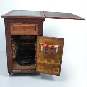 Antique Oak Game Table And Bar