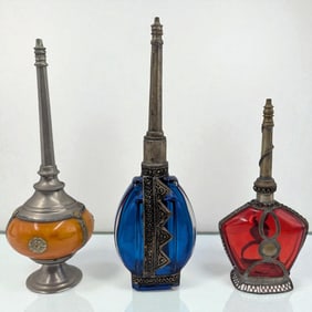 Lot Of 3 Vintage Perfume Bottles, Two Moroccan And One L.T. Piver Paris Bottle