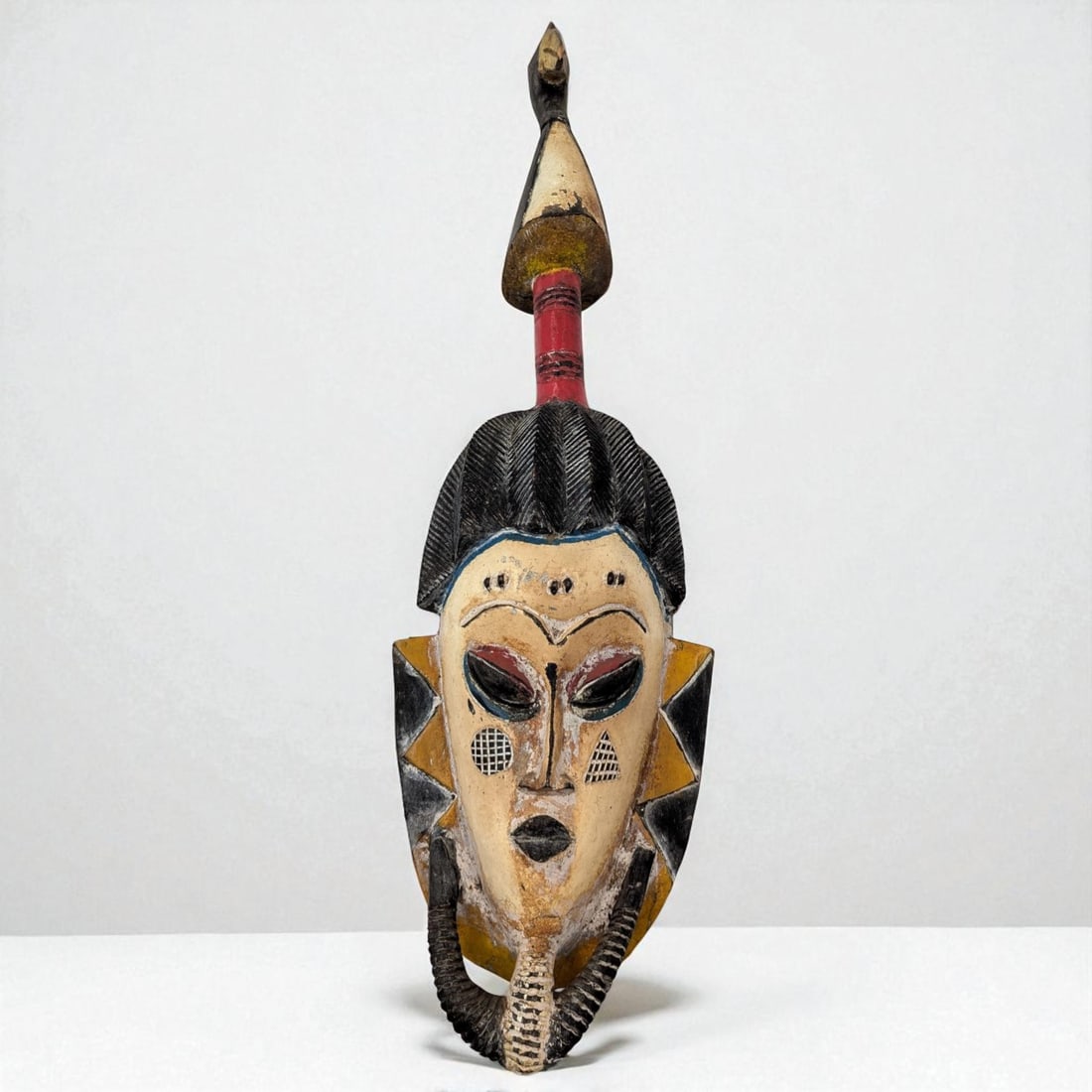 Large African Guro Tribe Mask With Bird On Top Of The Head, From The Ivory Coast (1 of 9)
