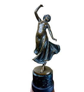 Antique French Bronze Figure Of A Dancing Maiden, Circa 1890: Antique French Bronze Figure Of A Dancing Maiden, Circa 1890. Measure approx. 13" tall. Please READ & REVIEW our Terms and Conditions before bidding, payment, shipping and other specifics for the auct