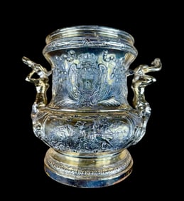 Antique Champagne Ice Bucket Sterling Silver After Meissonnier Hanau, 19th century