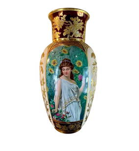 Magnificent Hand Painted Dresden Or KPM 19th Century Porcelain Vase: Magnificent Hand Painted Dresden Or KPM 19th Century Porcelain Vase. Measures approx. 16" tall. Otherwise excellent condition drilled for a lamp. Please READ & REVIEW our Terms and Conditions before b