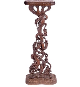 A Finely Hand Carved Open Work German Black Forest Stand / Pedestal