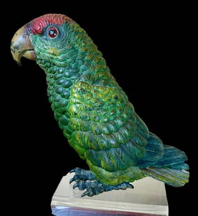 Austrian Signed Cold Painted Bronze Parrot Franz Bergman Style, Circa 1900: Austrian Signed Cold Painted Bronze Parrot Franz Bergman Style, Circa 1900. Instant colors and in pristine condition. Measure 6.5" tall and 7" wide. Please READ & REVIEW our Terms and Conditions befor