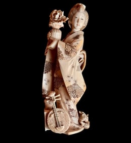 Antique Meiji Period Carved Okimono Ca 1900 Signed