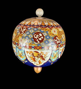 Japanese Meiji Extraordinarily Fine Wire Cloisonné Kore, Attributed to Namikawa Yasayuki: Japanese Meiji Extraordinarily Fine Wire Cloisonné Kore, Attributed to Namikawa Yasayuki, Circa 1890. Measures 5" tall and 5" wide. Excellent condition. Please READ & REVIEW our Terms and Conditions