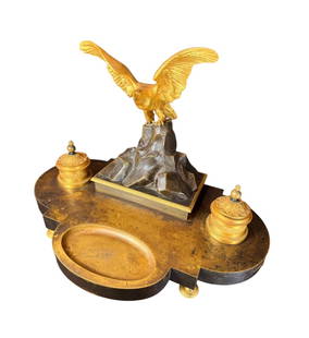 Magnificent And Rare Desk Centerpiece With 2 Ink Wells, Circa 1880, Lopienski Brothers: Magnificent and rare desk centerpiece with 2 ink wells. Bronze and rich ormolu. Signed by the Lopienski Brothers, Warsaw circa 1880. The Lopienski firm was founded in Warsaw in 1862 by brother Jan Lop
