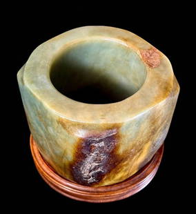 Rare, Ancient Neolithic to Han Dynasty Chinese Nephrite Carved Jade Cong: Rare, Ancient Neolithic to Han Dynasty Chinese Nephrite Carved Jade Cong, Circa 2000 BC to 200 BC. Measure 5" x 5". Excellent condition. Please READ & REVIEW our Terms and Conditions before bidding, p
