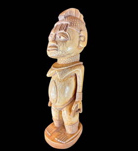 Antique And Important Ethnographic African Tribal Carved Figure: Antique and important ethnographic African tribal carving depicting a female figure. Measure 11.5" tall. Excellent condition. Please READ & REVIEW our Terms and Conditions before bidding, payment, shi