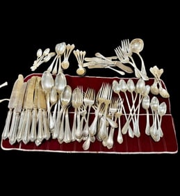 90 Sterling Silver Pieces Flatware by Lemon & Sons, Total 3946.24 Grams