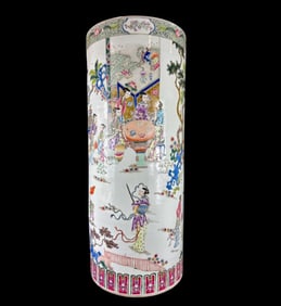 Antique Qing Dynasty Chinese Famille Rose Umbrella Stand