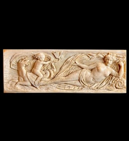 RARE 18th Century French Or Italian Carved Bone Plaque Depicting Allegorical Figures