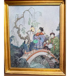 American-Original Painting by Bertha Boynton Lum (1869–1954): Original painting by Bertha Boynton Lum (1869–1954) was an American artist and specialized in Asian style paintings and woodblocks. This example is an original painting. It’s a true masterpiece