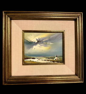 Oil On Panel by Noted Artist Vincent Fleming, Signed And Dated 1989: Oil On Panel by Noted Artist Vincent Fleming, Signed And Dated 1989. Overall size 19" x 17". Sight size 10" x 8". Please READ & REVIEW our Terms and Conditions before bidding, payment, shipping and