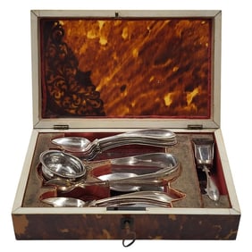 An Antique Sterling Flatware Set In A Fitted Box, 16 Pieces