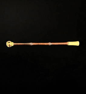 Antique 19th century Chinese opium pipe with bone carved handle & bamboo shaft: Antique 19th century Chinese opium pipe with bone carved hand as chimney and stem with bamboo shaft. Overall length 13". Excellent condition. Please READ & REVIEW our Terms and Conditions before biddi