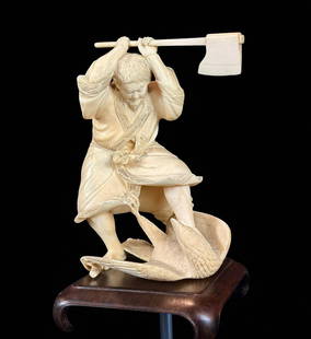 Antique Meiji Period Japanese Carved Okimono, 19th Century: Masterpiece 19th century Meiji period Japanese Antique carved bone okimono. Measures 6" x 4.5" highest quality. Please READ & REVIEW our Terms and Conditions before bidding, payment, shipping and othe