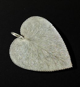 A Fine Magnificent Kashmir Sterling Silver Tray Leaf Form, 19th Century
