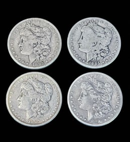 A Grouping Of 4 Morgan Silver Dollars Various Date, Ungraded