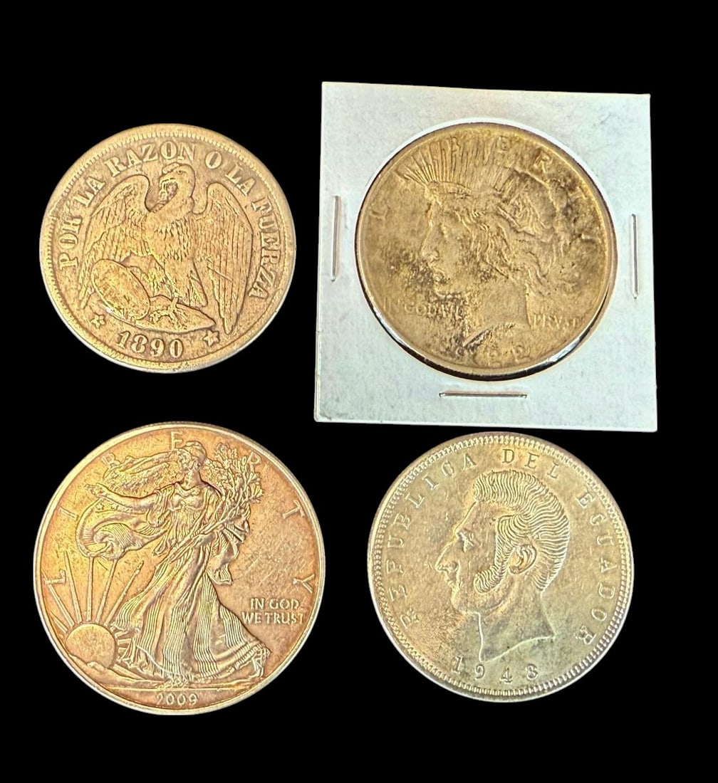 A Grouping Of 4 Silver Coins Various Date, Ungraded (1 of 2)