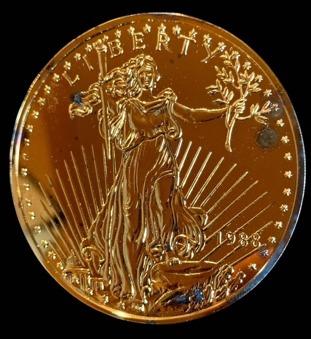 A Pristine Ungraded Washington Mint 1988 Gold Eagle Coin EP .999, 8Oz Silver (1 of 2)