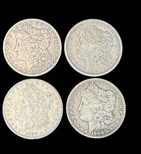 A Grouping Of 4 Morgan Silver Dollars Various Dates, Ungraded.: ***DUE TO THIS LOT BEING SILVER IT MUST BE PAID VIA BANK WIRE TRANSFER OR CERTIFIED CHECK.**** A grouping of 4 Morgan Silver Dollars various dates ungraded. Please READ & REVIEW our Terms and