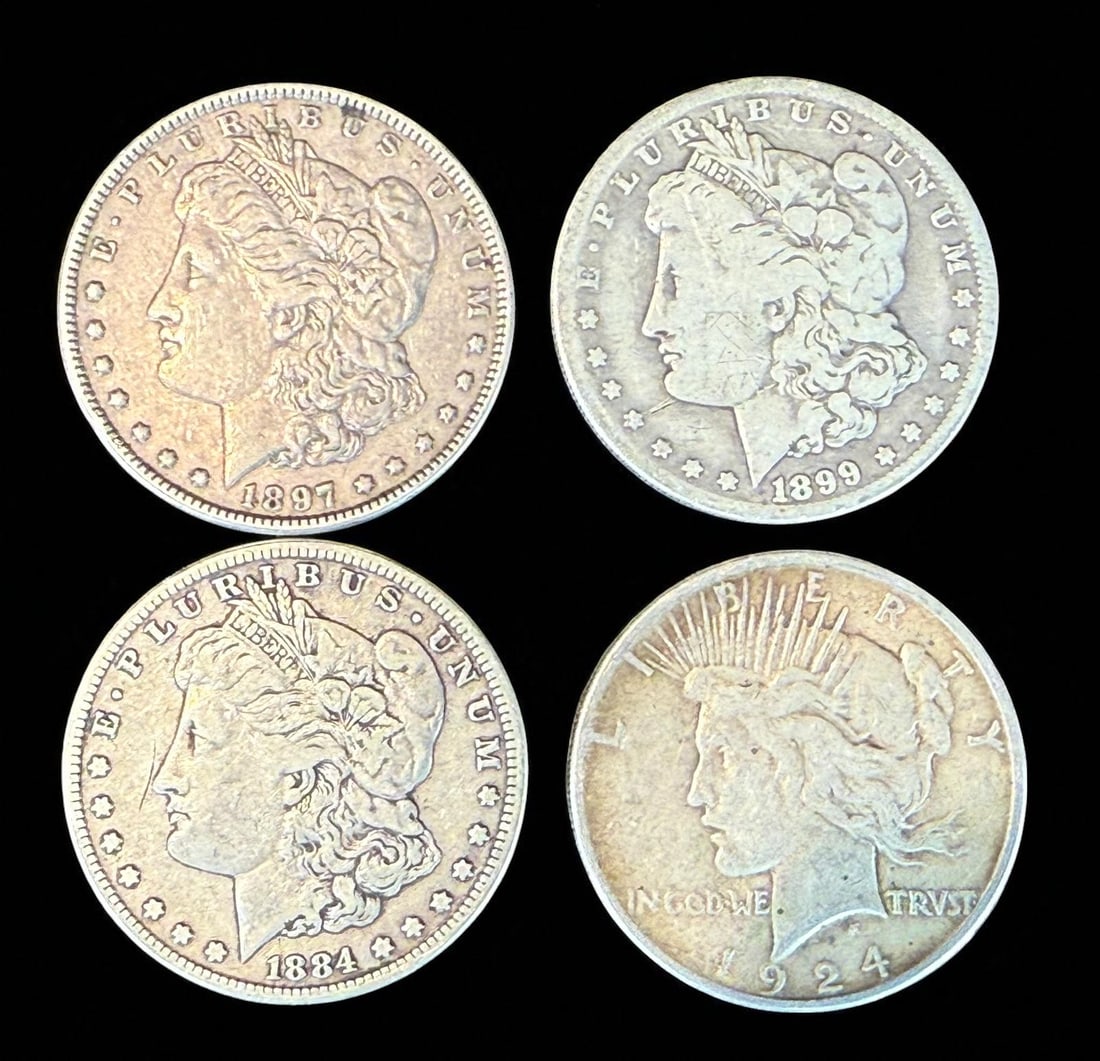 A Grouping Of 3 Morgan Silver Dollars Various Dates, Ungraded, Plus 1 (1 of 2)