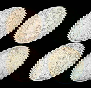 A Grouping Of 3 Morgan Silver Dollars Various Dates, Ungraded, Plus 1: ***DUE TO THIS LOT BEING SILVER IT MUST BE PAID VIA BANK WIRE TRANSFER OR CERTIFIED CHECK.*** A grouping of 3 Morgan Silver Dollars various dates ungraded plus 1. Please READ & REVIEW our Terms and