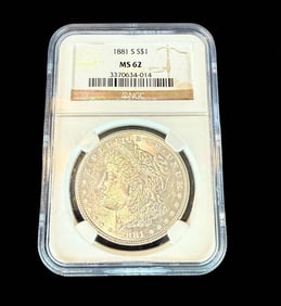 NGC Graded Morgan Silver Dollar 1881 S MS62